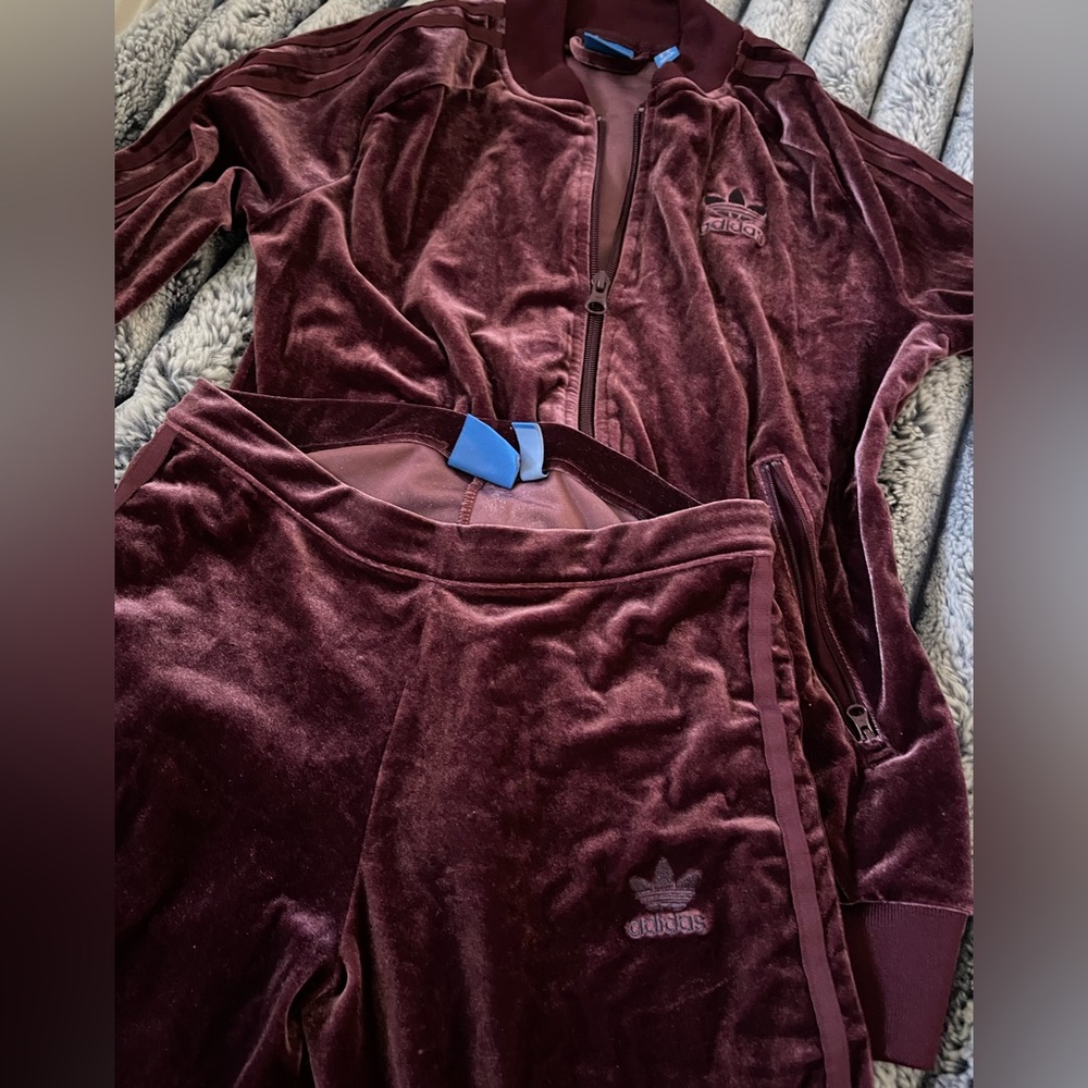 adidas Burgundy Velvet Leggings - Picture 6 of 6